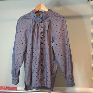 Massimo Dutti Blue Diamond Print Button Front Shirt Size 8
